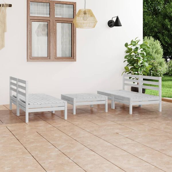 vidaXL 5 pcs conjunto lounge de jardim pinho maci&ccedil;o branco
