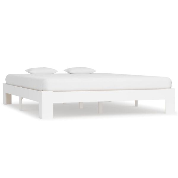 vidaXL Estrutura de cama 160x200 cm pinho maciço branco