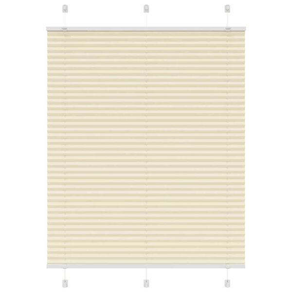 vidaXL Creme Plissada Cega 110x150 cm Largura Tecido 109,4cm Poli&eacute;ster