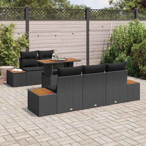 vidaXL Conjunto de Jantar para Jardim 6 pcs Preto e Marrom
