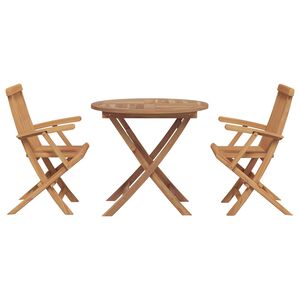 vidaXL Conjunto de Jantar para Jardim 3 pcs Castanho