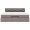 vidaXL Estrutura de cama otomana com colch&atilde;o cinza 200x200 cm tecido