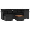 vidaXL 7 pcs conjunto de sof&aacute;s p/ jardim c/ almofad&otilde;es vime PE preto