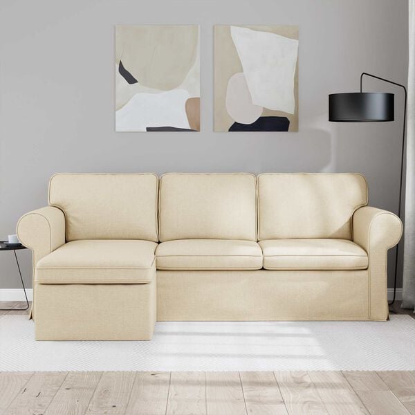 vidaXL Sof&aacute; Creme Dimens&otilde;es gerais: 215 x 138 x 80 cm (L x P x A)