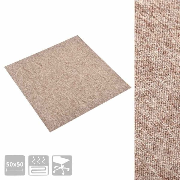 vidaXL Ladrilhos carpete para pisos 20 pcs 5 m&sup2; 50x50 cm bege