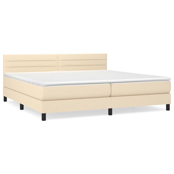 vidaXL Cama com molas/colch&atilde;o 200x200 cm tecido cor creme
