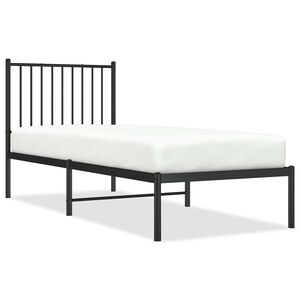 vidaXL Estrutura de cama metal s/ colch&atilde;o c/ cabeceira 75x190 cm preto