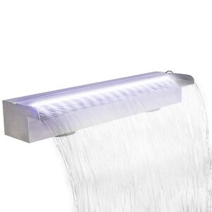 vidaXL Fonte para piscina retangular com LEDs 60 cm a&ccedil;o inoxid&aacute;vel