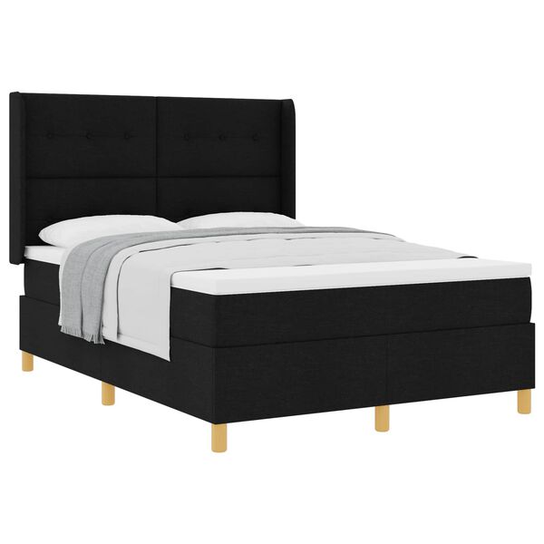vidaXL Cama Box Spring com colch&atilde;o Preto 140 x 200 cm tecido