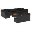 vidaXL 14 pcs conjunto de sof&aacute;s p/ jardim c/ almofad&otilde;es vime PE preto