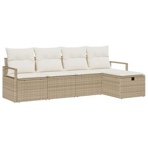 vidaXL Conjunto de Sof&aacute; de Jardim 5 pcs Bege Rattan Sint&eacute;tico