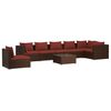 vidaXL 8 pcs conjunto lounge jardim c/ almofad&otilde;es vime PE castanho
