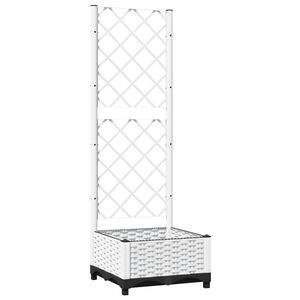 vidaXL Vaso/floreira de jardim c/ treli&ccedil;a 40x40x121,5 cm PP branco