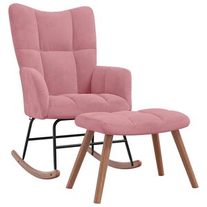 vidaXL Cadeira de baloi&ccedil;o com banco veludo rosa