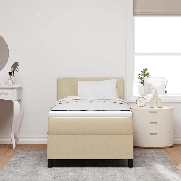 vidaXL Cama Box Manual Cinza Claro e Branco 203 x 80 x 88 cm