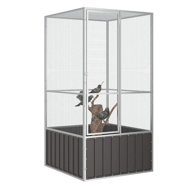 vidaXL Gaiola p/ pássaros 111x107x211,5 cm aço galvanizado antracite