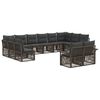 vidaXL Conjunto de Sof&aacute; de Jardim 12 unid. Cinzento vime PE