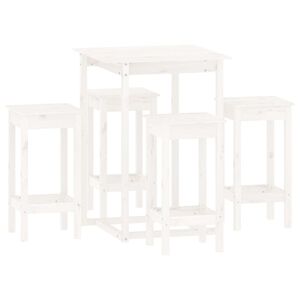 vidaXL 5 pcs conjunto de bar pinho maciço branco