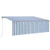 vidaXL Toldo autom&aacute;tico c/ estore/LED/sensor vento 4,5x3 m azul/branco