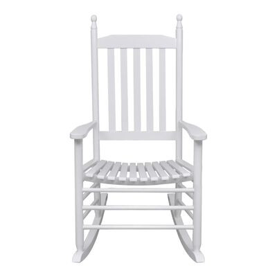 vidaXL Cadeira de baloiço com assento curvo madeira branco