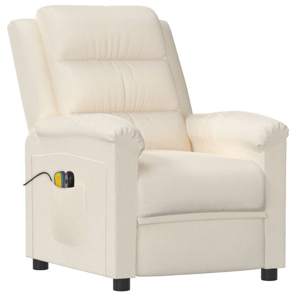 vidaXL Poltrona de massagens el&eacute;trica veludo creme