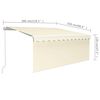 vidaXL Toldo retrátil manual com estore 3x2,5 m cor creme