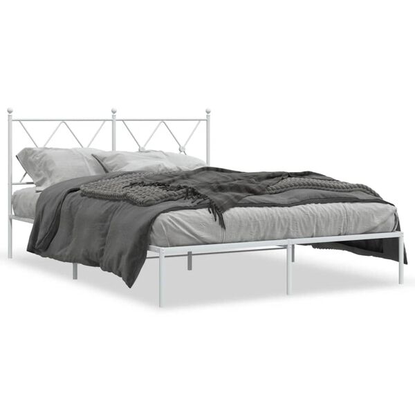 vidaXL Estrutura de cama com cabeceira 140x190 cm metal branco
