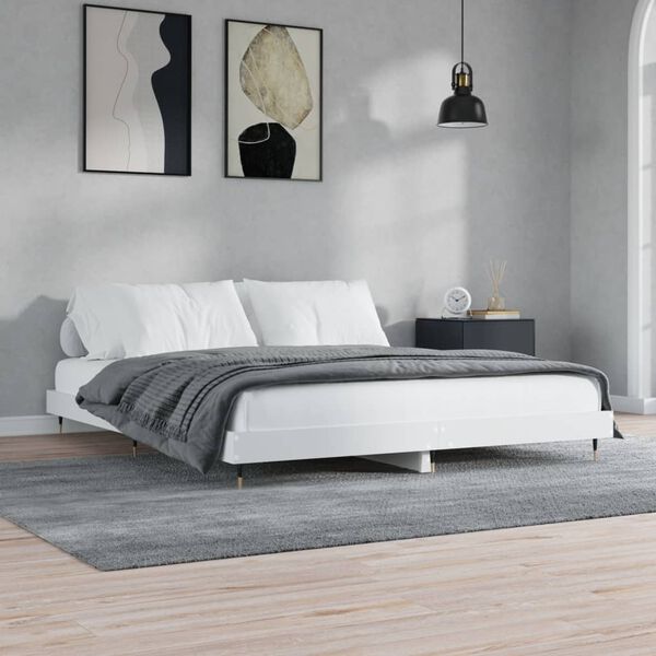 vidaXL Estrutura de cama 140x200 cm derivados de madeira branco
