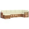 vidaXL Conjunto de Sof&aacute; Sectional com almofada 7 pcs Natural e Creme