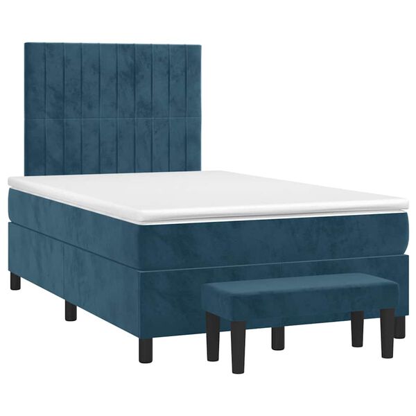 vidaXL Cama boxspring com colch&atilde;o 120x190 cm veludo azul-escuro