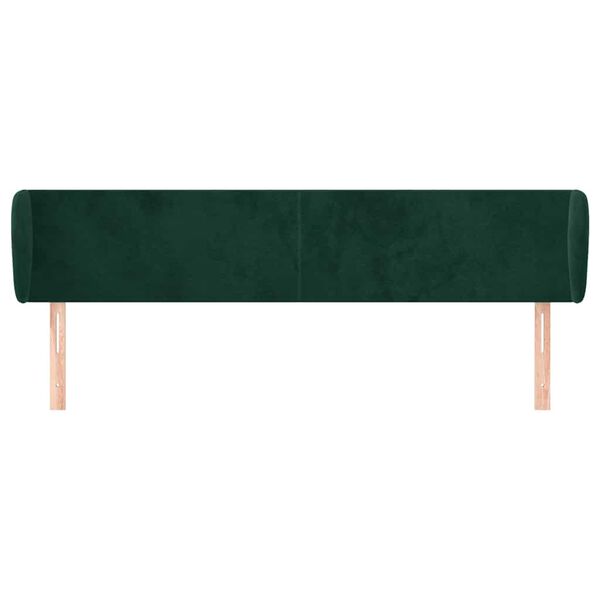 vidaXL Cabeceira de cama c/ abas veludo 183x23x78/88cm verde-escuro