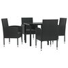 vidaXL 5 pcs conjunto de jantar para jardim vime PE e a&ccedil;o preto