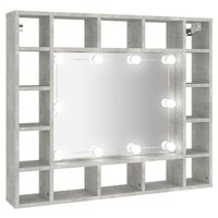 vidaXL Armário espelhado com LED 91x15x76,5 cm cinzento cimento