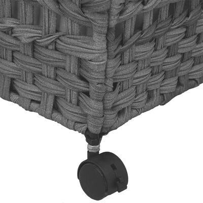 vidaXL Cesto para roupa suja com rodas 66x35x60 cm vime cinzento