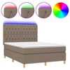 vidaXL Cama box spring colch&atilde;o/LED 140x190cm tecido cinza-acastanhado