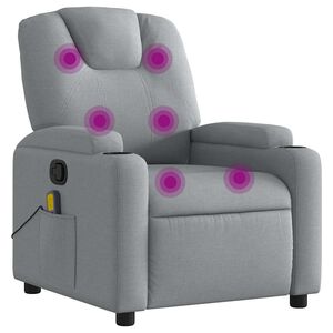 vidaXL Poltrona de massagens reclin&aacute;vel tecido cinzento-claro