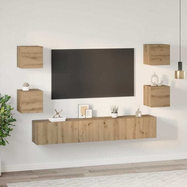 vidaXL Conjunto de m&oacute;vel de TV 7 pcs Carvalho Artesanal