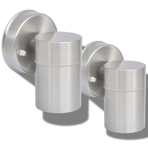 vidaXL Candeeiros LED parede exterior ilumina&ccedil;&atilde;o inf. 2 pcs a&ccedil;o inox.