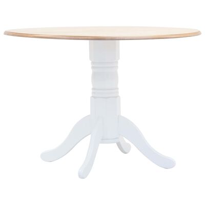 vidaXL Mesa de jantar 106 cm seringueira maciça branco e castanho