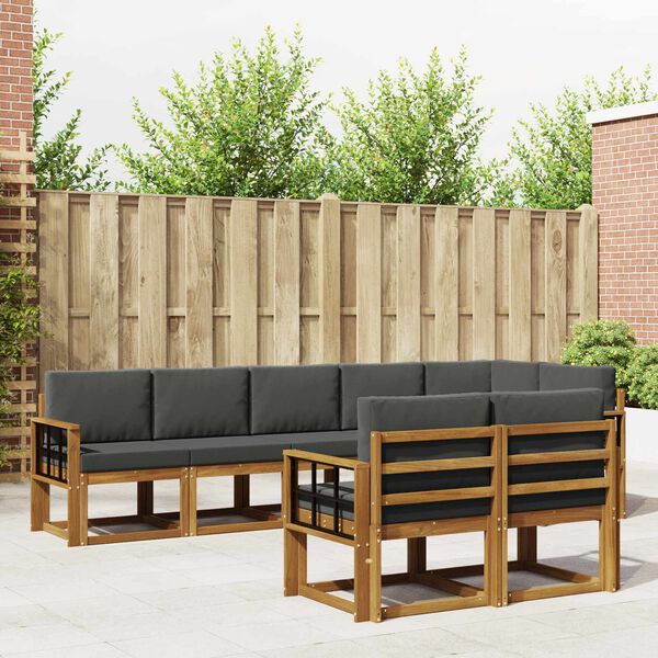 vidaXL Conjunto de Sof&aacute;s para Exterior 8 pcs Natural e Antracite