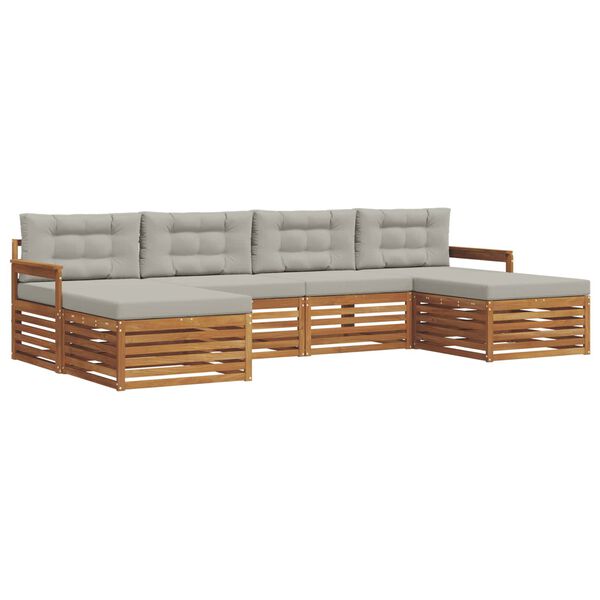 vidaXL Conjuntos de sof&aacute;s com almofada 6 pcs Cinza Natural e Claro