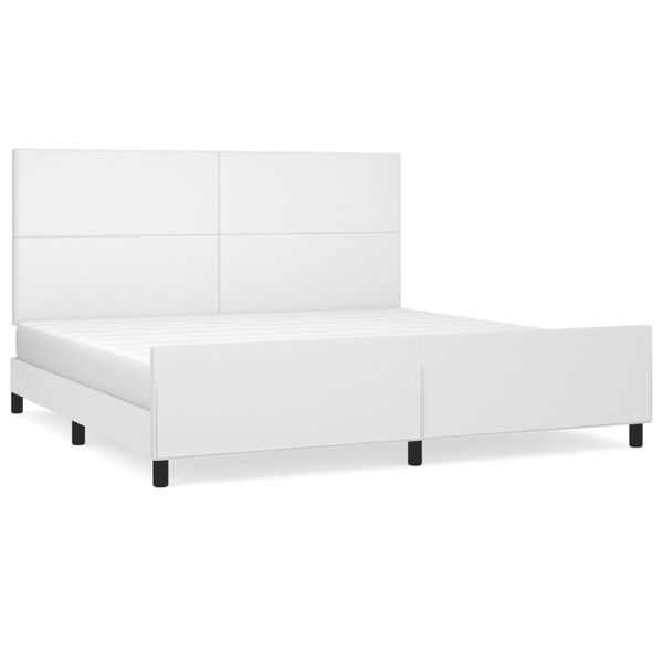 vidaXL Estrutura cama c/ cabeceira couro artificial 200x200 cm branco
