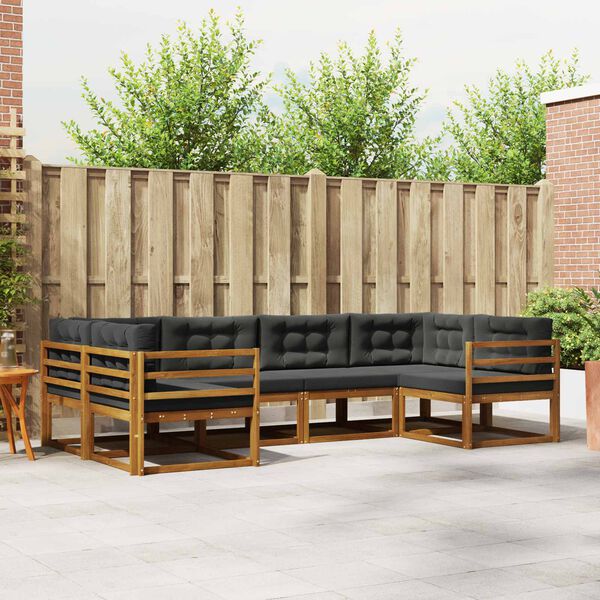 vidaXL Conjunto de Sof&aacute;s para Exterior 6 pcs Natural e Antracite