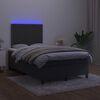vidaXL Cama box spring c/ colch&atilde;o e LED 120x190 cm couro artif. preto
