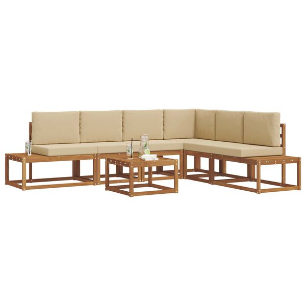 vidaXL Conjunto de Sof&aacute;s para Exterior 7 Pe&ccedil;a Natural e Bege