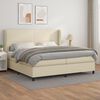 vidaXL Cama com molas/colch&atilde;o 200x200 cm couro artificial cor creme