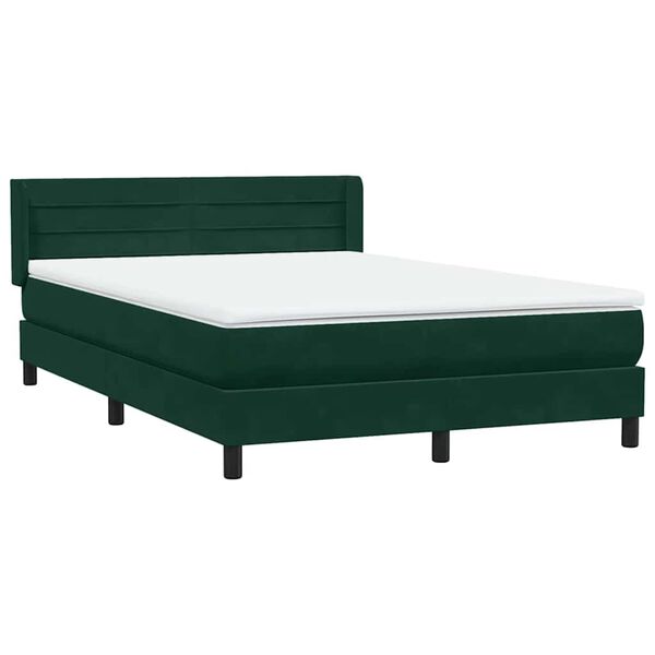 vidaXL Cama com molas/colch&atilde;o 160x220 cm veludo verde-escuro