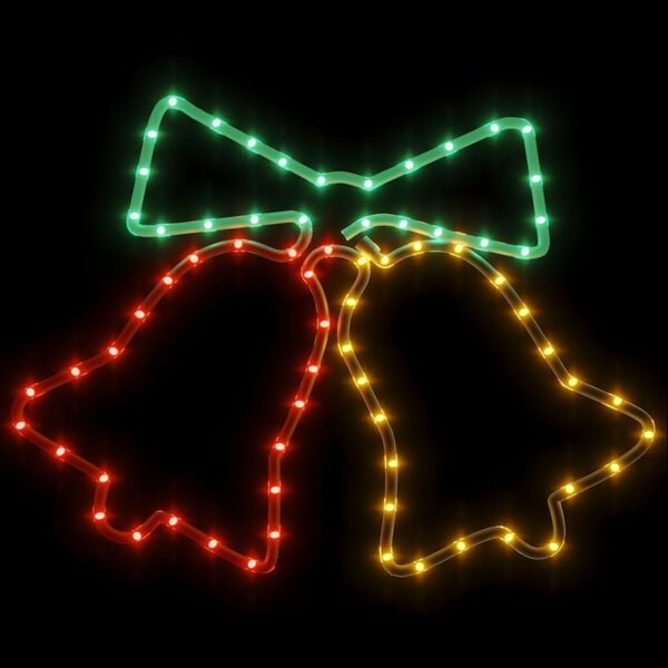 vidaXL Figuras de sinos de Natal com 72 luzes LED 2 pcs 50x56 cm