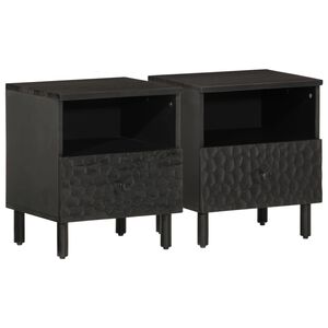 vidaXL Mesas de cabeceira 2 pcs 40x33x46 cm mangueira maci&ccedil;a preto