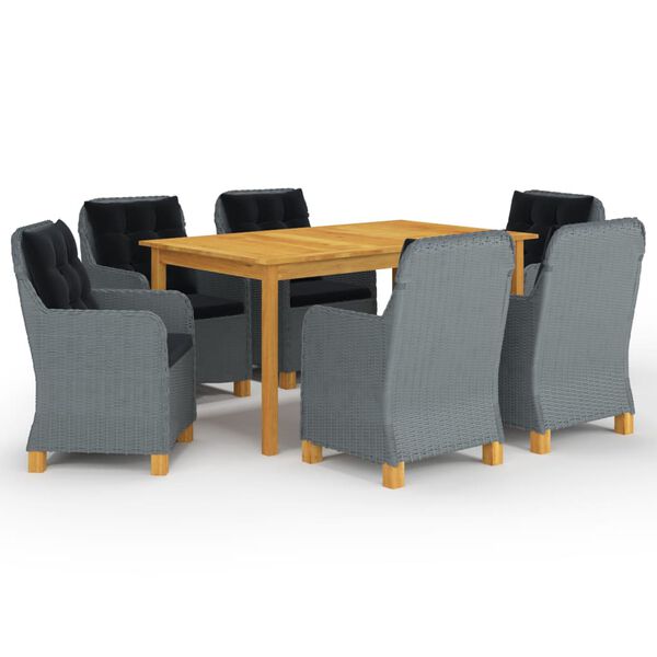 vidaXL 7 pcs conjunto de jantar para jardim cinzento-claro